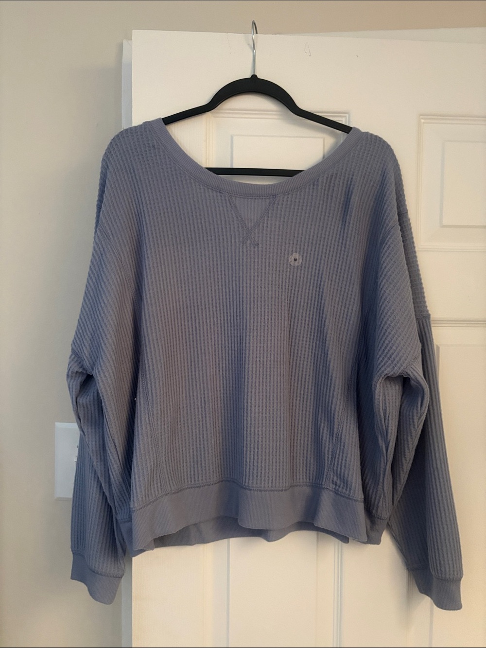 Aeropostale Light Slate Blue Waffle-Knit Scoop Neck Sweater